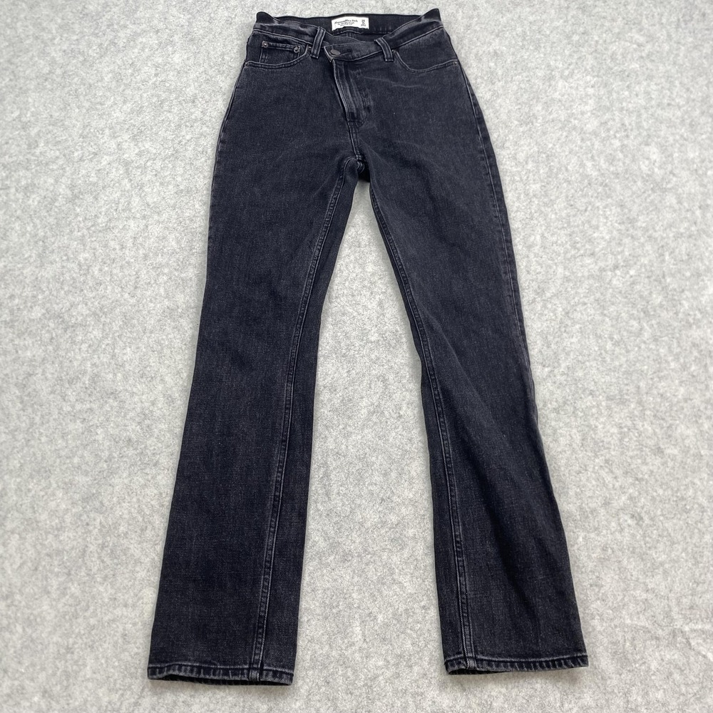 Abercrombie & Fitch 90s Straight High Rise Jeans Womens 0 (24x28) Charcoal